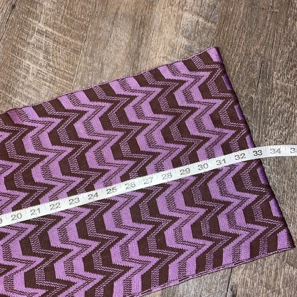 Missoni Foulard Vintage Knit Purple Brown Striped Chevron Scarf - Picture 10 of 11